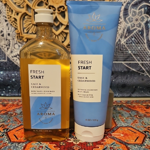 Bath & Body Works- Fresh Start Sage & Cedarwood Body Wash And Body Lotion - Picture 1 of 6